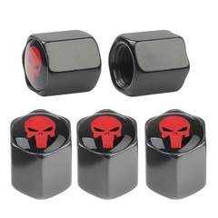 Tire Valve Stem Caps 5 pcs Aluminum Alloy,Anodized Aluminum Tire Skull red