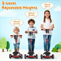 Commugo Electric Scooter for Kid Light-Up Wheels Lean-to-Steer 5 mph 3-12 Years
