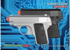 Spring-Powered Airsoft BB Pistol 2-In-1 Set Silver & Black Colors Lightweight