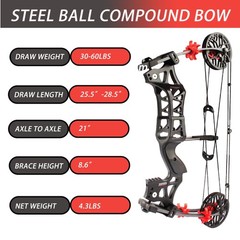 Compound Bow Kit, Dual-Purpose Compound Bow, Stell Ball Compound Bow, Draw We…