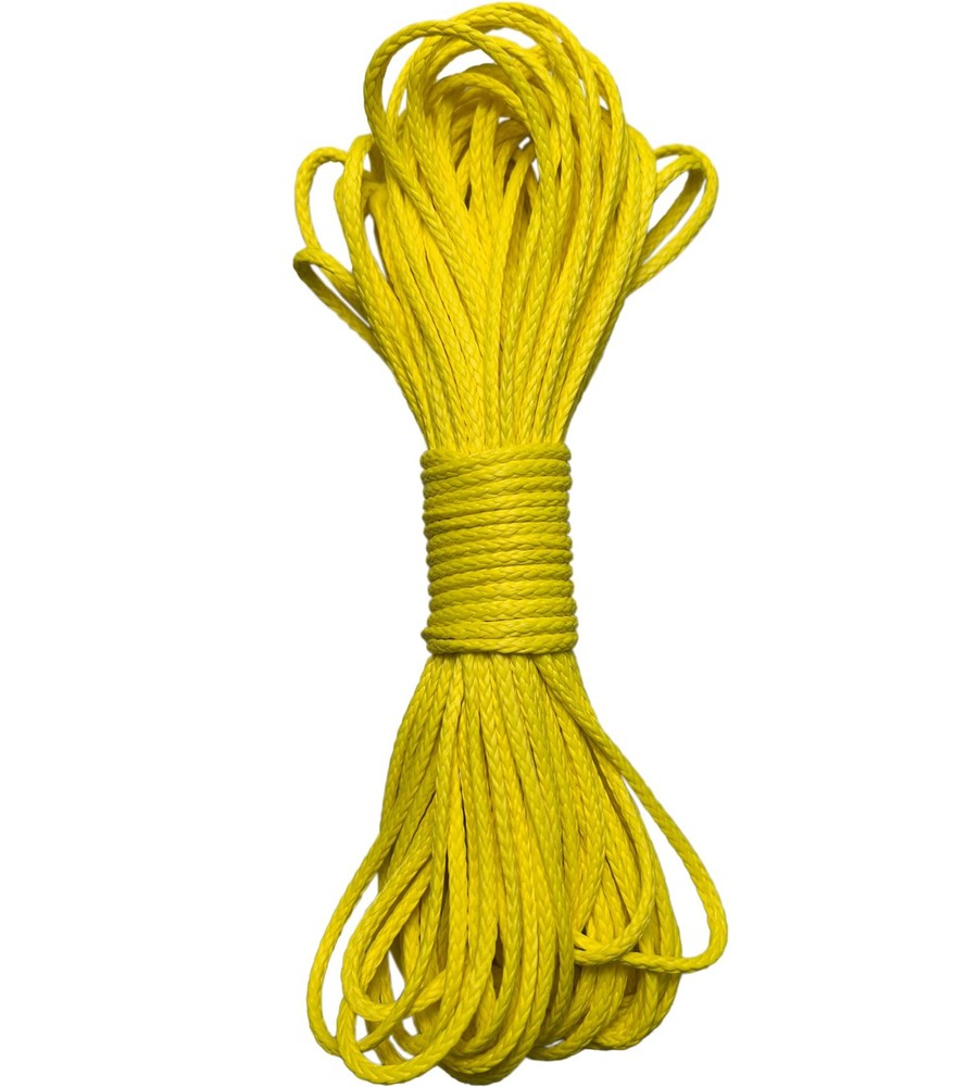 12 Strand Braided Dyneema Rope -3mm 700kg Fracture Strain – 3mmyellow65ft
