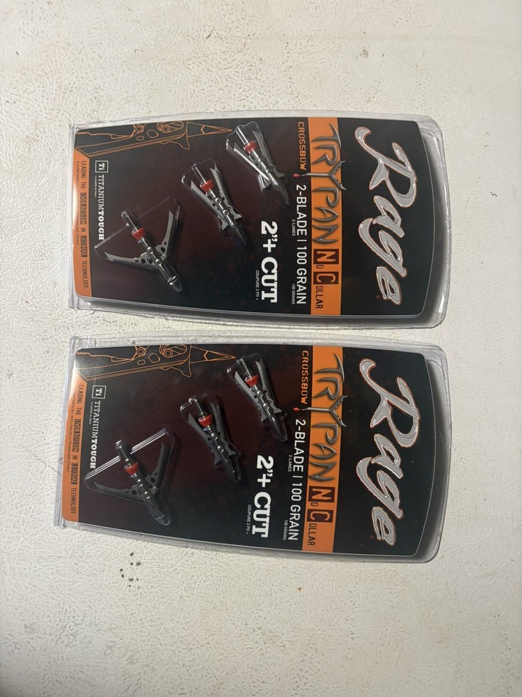 Lot Of 2 -3 Packs- 6 Broadheads Rage Trypan Crossbow 100 grain broadheads