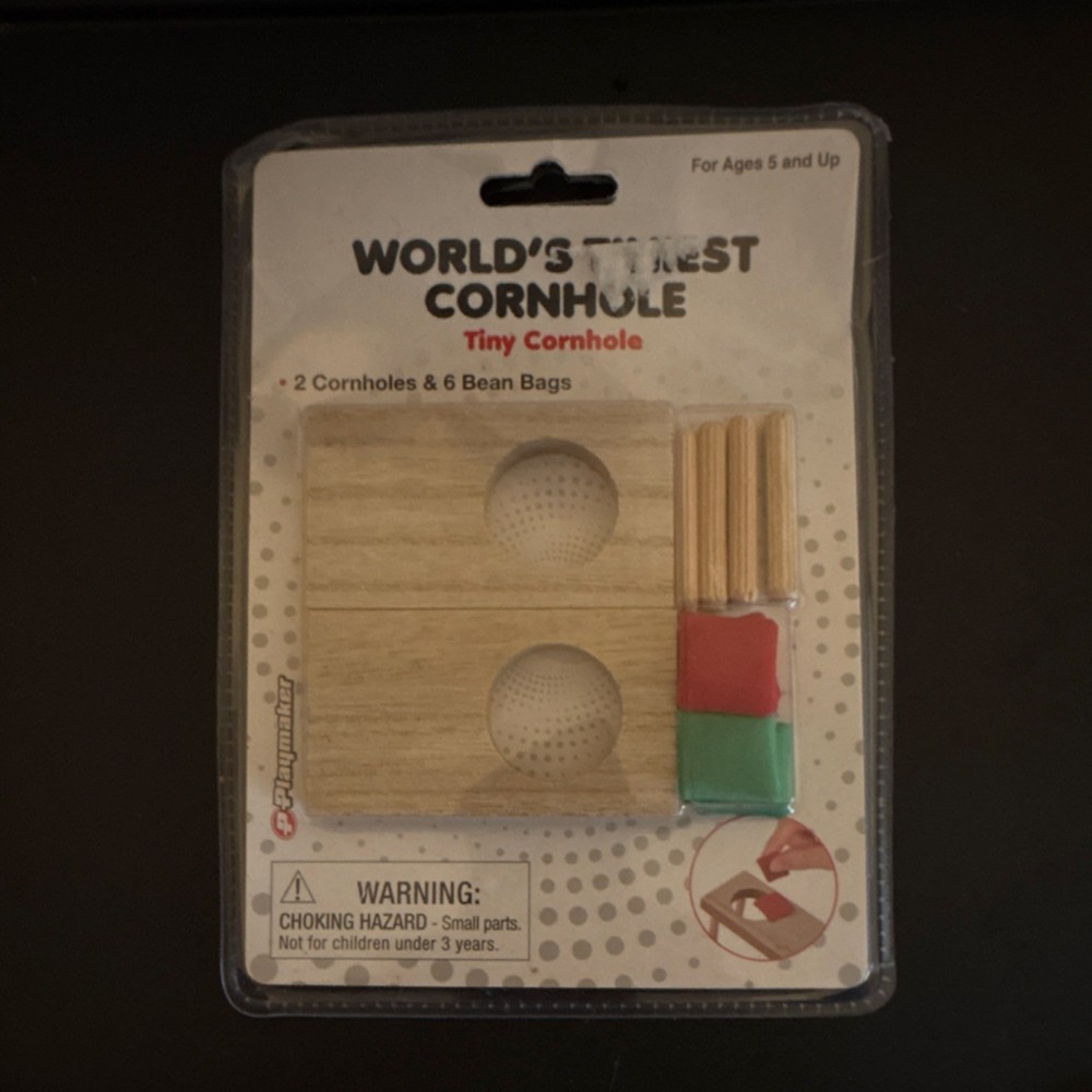 World’s Tiniest Cornhole Mini Set – 2 Boards & 6 Bean Bags, Brown/Red/Green