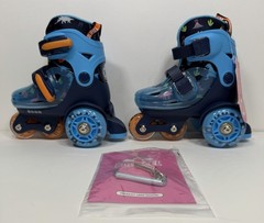 SULIFEEL Kids Adjustable Roller Skates LED Light Up Flash Wheels Size XS Dino
