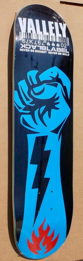 2002 BLACK LABEL MIKE VALLELY «BLACK & BLUE» SKATEBOARD DECK RARE SCREEN PRINTED