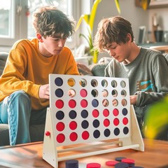 Giant Wooden 4 in A Row Game Includes 42 Pcs Dics, Large Size Four in a Row G…