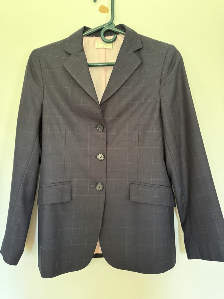 The Wellington Collection Blue Plaid Blazer Suit Jacket Juniors 17 Lined