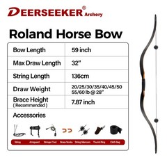 Deerseeker Archery 59″ Longbow Traditional Bow Set Ambidextrous Horsebow Hand…
