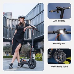 Electric Scooter Adults, 19 Miles Range,10″ Tires,Commuter, APP & Shock Absorber