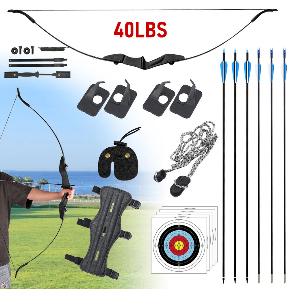 53″ Recurve Bow and Arrow Set for Beginner Archery 40lbs Bow Kit with 6 Arrows