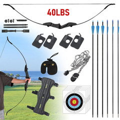53″ Recurve Bow and Arrow Set for Beginner Archery 40lbs Bow Kit with 6 Arrows
