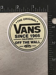 VANS Off The Wall 2.5” Inch Skateboard Sticker Yellow Round Decal Checkerboard
