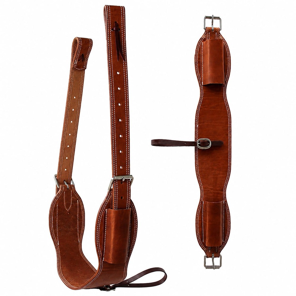 Horse Challenger Heavy-Duty Working Tack Leather Roper Back Cinch Girth w/