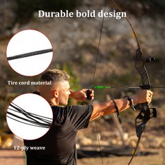 12 Strands Bow String Replacement for 40LB Recurve Bow AMO 52″-62″ Bowstrings