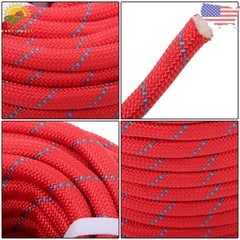 1/2in × 125ft Double Braided Polyester Rope Breaking Strength 8400 Pounds Red