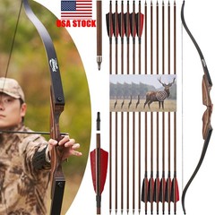 Archery 60″ Takedown Recurve Bow 25-60lbs Bow Outdoor Hunting Arrow Shoot Target