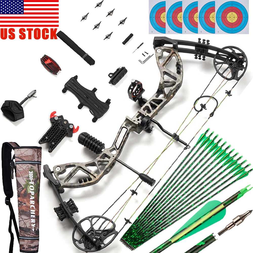 Adjustable 30-70LBS Camo Compound Bow 310 FPS RH Hunting Bow with Accessories US