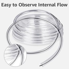 5/8″ I.D x 13/16″ O.D Clear Vinyl PVC & Silicone Hose for Home 10 Feet 5/8″I.D