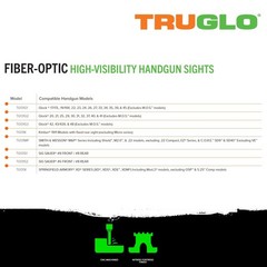 Truglo Fiber-Optic Handgun Night Sight Compact Durable Snag-Resistant