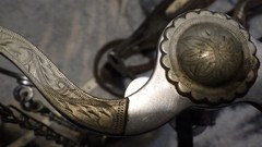 Vintage Leather One Ear Headstall Engraved Cricket Curb Bit Crockett Renalde