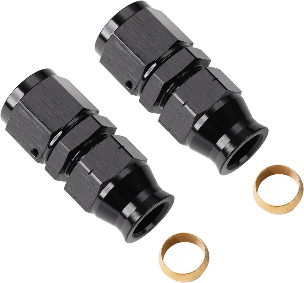 8AN Female Flare to 3/8″ Hardline Compression Fitting 8AN to 3/8″ Black – 2PCS
