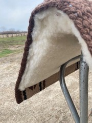 Tan w/brown, black wool cutter style Western saddle pad w/fleece 32 X 34