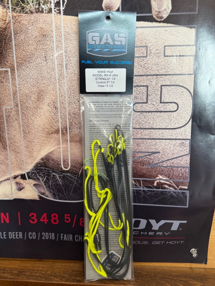 Gas Bowstrings Hoyt RX-9 Ultra Strings w/Speed Nocks RX9 Ultra ALL Flo Yellow