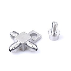 Stainless Steel AN3-3AN Male Brake Hose End Tee Block with screw 1/4-20 unf