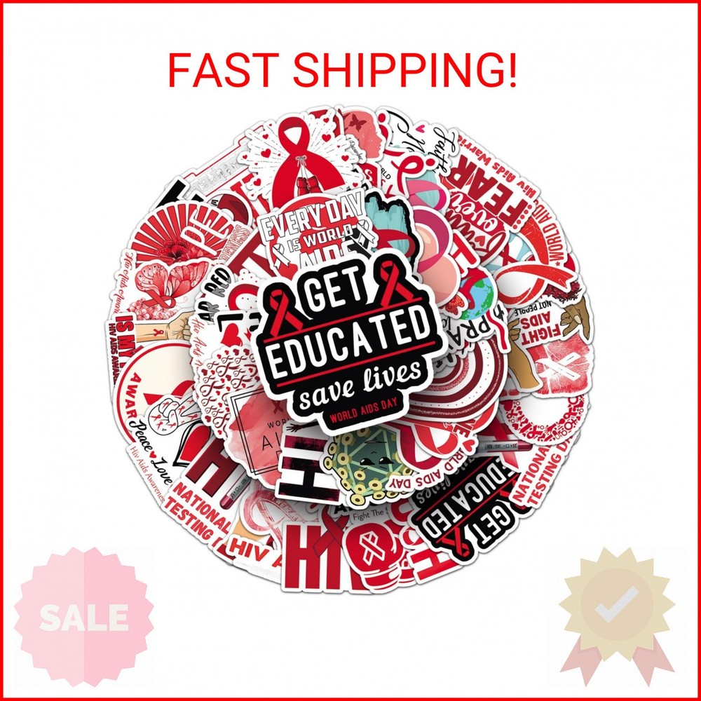 Preventing AIDS Stickers 50PCS HIV AIDS Awareness for Kids Girls Boys Teens Adul