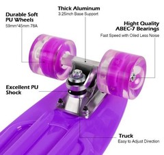 BELEEV Skateboard Mini Cruiser With Light-Up LED Wheels