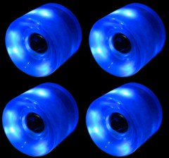 LED Skateboard Wheels 60MM BLUE Glow Cruiser Longboard LIGHTS + ABEC 9 BEARINGS