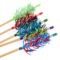 6x 32″ Archery Wooden Arrow Indonesian White Wood Turkey Feather Shooting Hunt