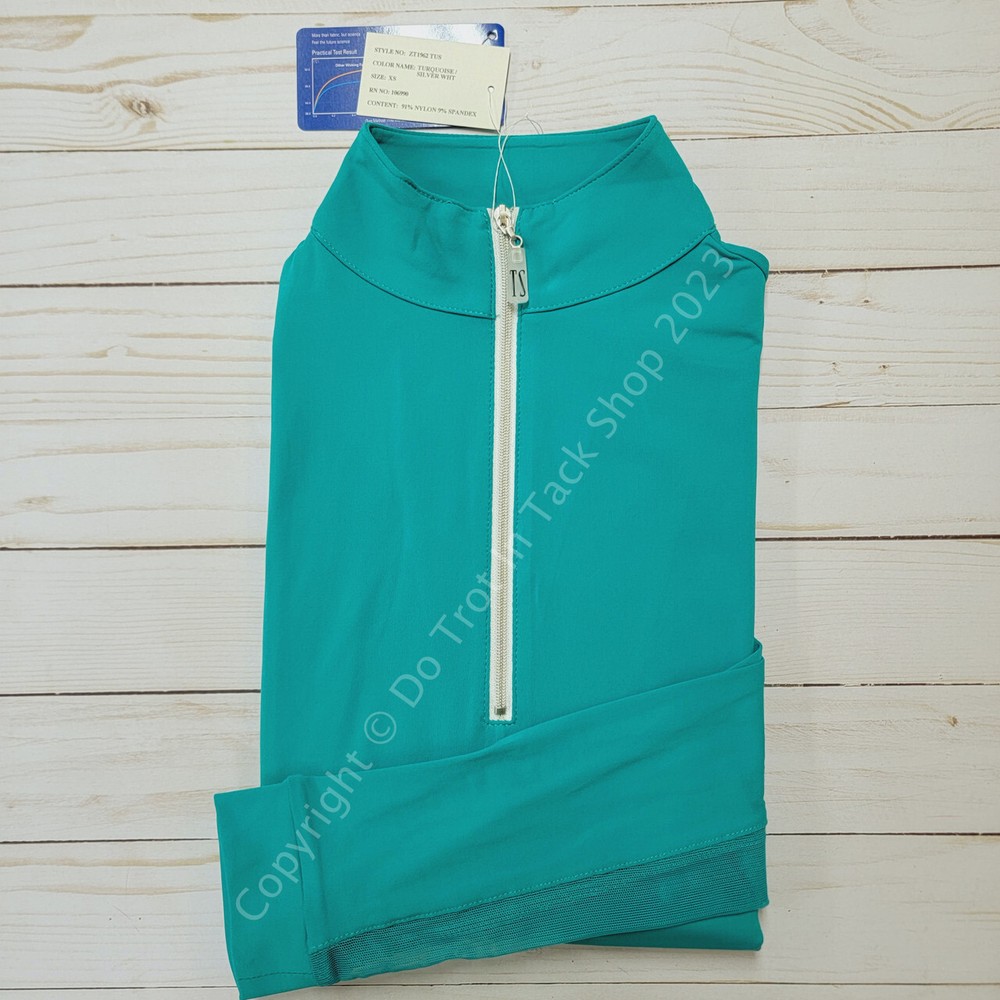Tailored Sportsman ICEFIL Long Sleeve Ziptop Shirt – Turquoise/Silver/White