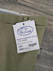NWT Devon-aire Child Sz Large 16R pull on khaki 371 riding breech pants cotton