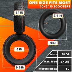 80/65-6 Scooter Tire Tube for All Seasons – 10×3″ Electric Scooter Tires Repl…