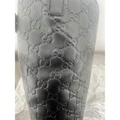 Gucci Black GG Embossed Leather Tall Riding Boots Size 39.5