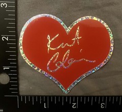 KURT COBAIN SIGNATURE Glitter Decal/Sticker Glossy ❤️ HEART SHAPED 3×3” NIRVANA
