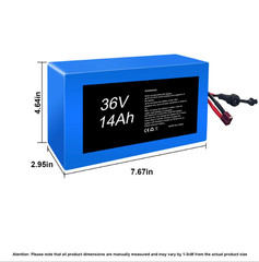 36V 14Ah Lithium ion Battery Pack for 350W 500W 750W 1000W Electric Motor 10s5p