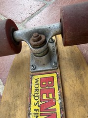 Vintage 1970’s Skateboard Deck Complete Tracker Trucks Tiger Trak IV 4 Wheels