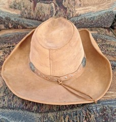 Stetson Rodeo Drive Collection Nubuck Leather Cowboy Hat L Concho Western USA