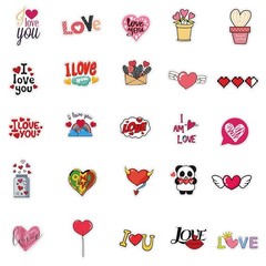30Pcs Random Cute Love Theme Valentine’s Day Vinyl Waterproof Stickers Decals