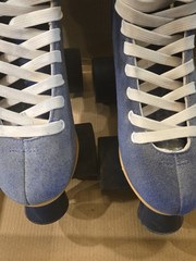 Candi Girl CARLIN Brushed Suede Electric Blue Quad Roller Skates, Size 6 Derby