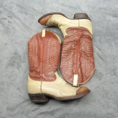 Tony Lama 6214 Western Boots Mens 8 D Cowboy Brown Lizard Snip Toe Vamp USA Made