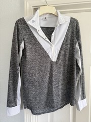 Calverro Riding Show Shirt Sunshirt Heather Grey White Size Large