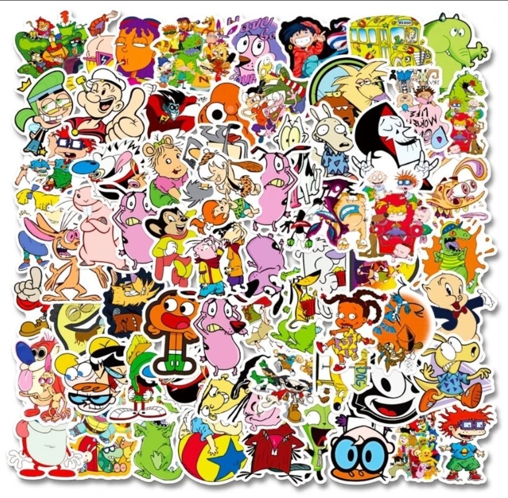18 Random 90s Retro Nostalgic Cartoon TV Themed Water Resistant Fun Stickers