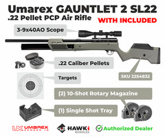 Umarex Gauntlet 2 SL22 .22 Cal PCP Side Lever Air Rifle w/Pellets&Targets&Scope