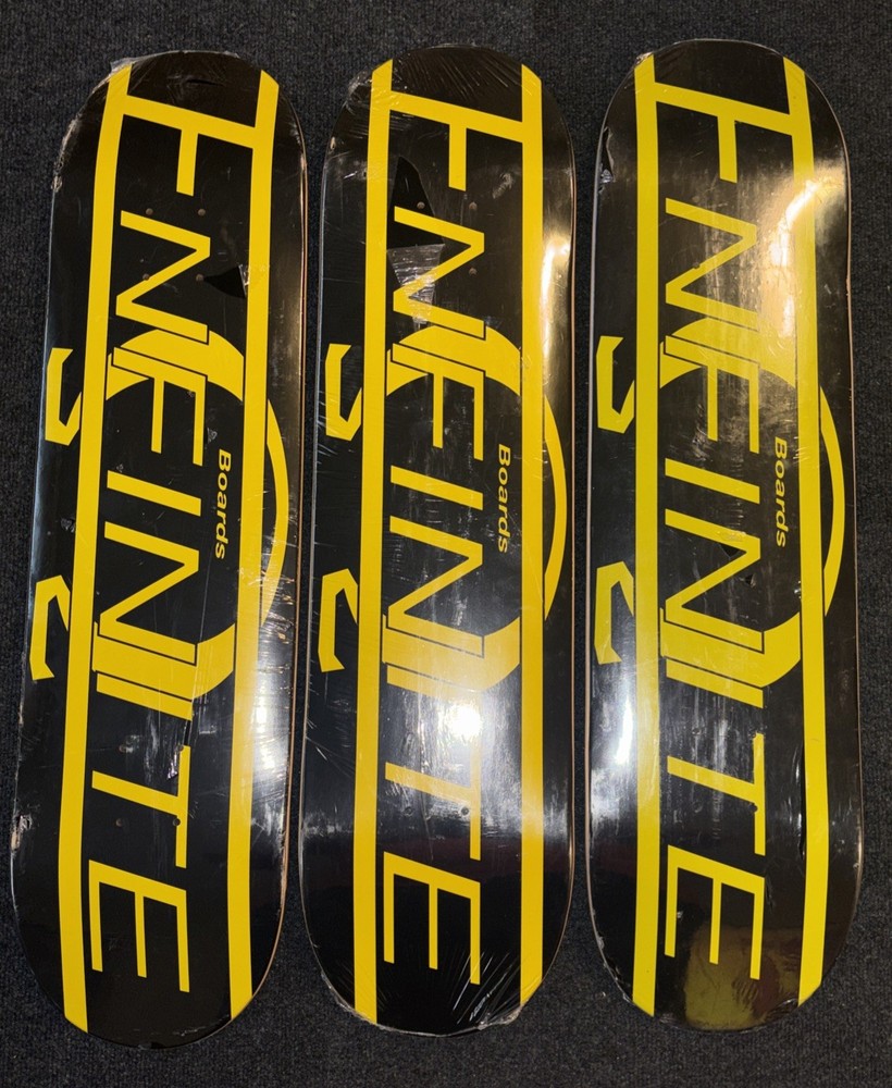 Infinite Boards Skateboard Deck 3/pcs, Bold Graphic Black & Yellow Logo, Read D*