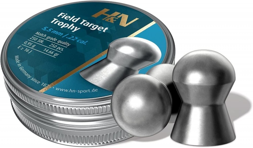 H&N Field Target Trophy .22 Cal / 5.55 mm 14.66gr/0.95g Airgun Pellets 250 Count
