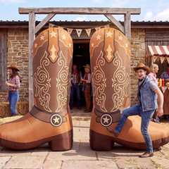 7 Ft Giant Western Boots Inflatable Party Decor Blow up Rodeo Cowboy Boots Built