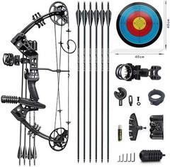Compound Bow Set 15-45lbs for Pull Beginner and Teens Black Right Handed